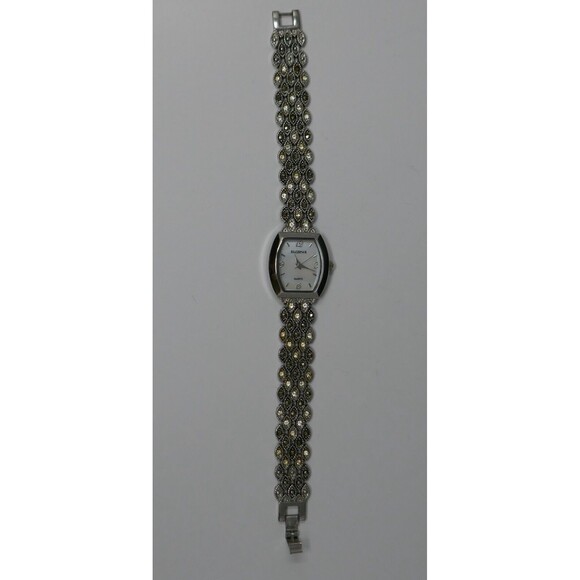 Elgin II Crystal Marcasite Silver Tone Ladies Quartz Watch NEW BATTERY main image 7